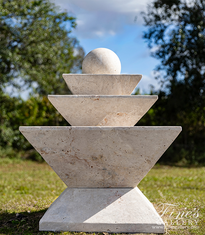 Marble Fountains  - Contemporary Sphere Fountain In Light Travertine - MF-2231